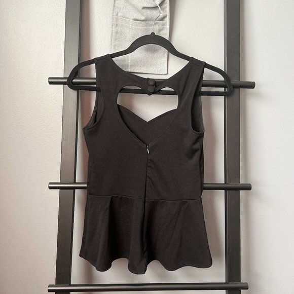 Black Peplum Top (S) - Picture 1 of 7